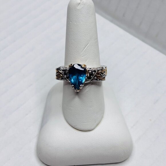 MICHAEL VALITUTTI 18K Gold London Blue Topaz Ring Size 8 - Picture 2 of 8